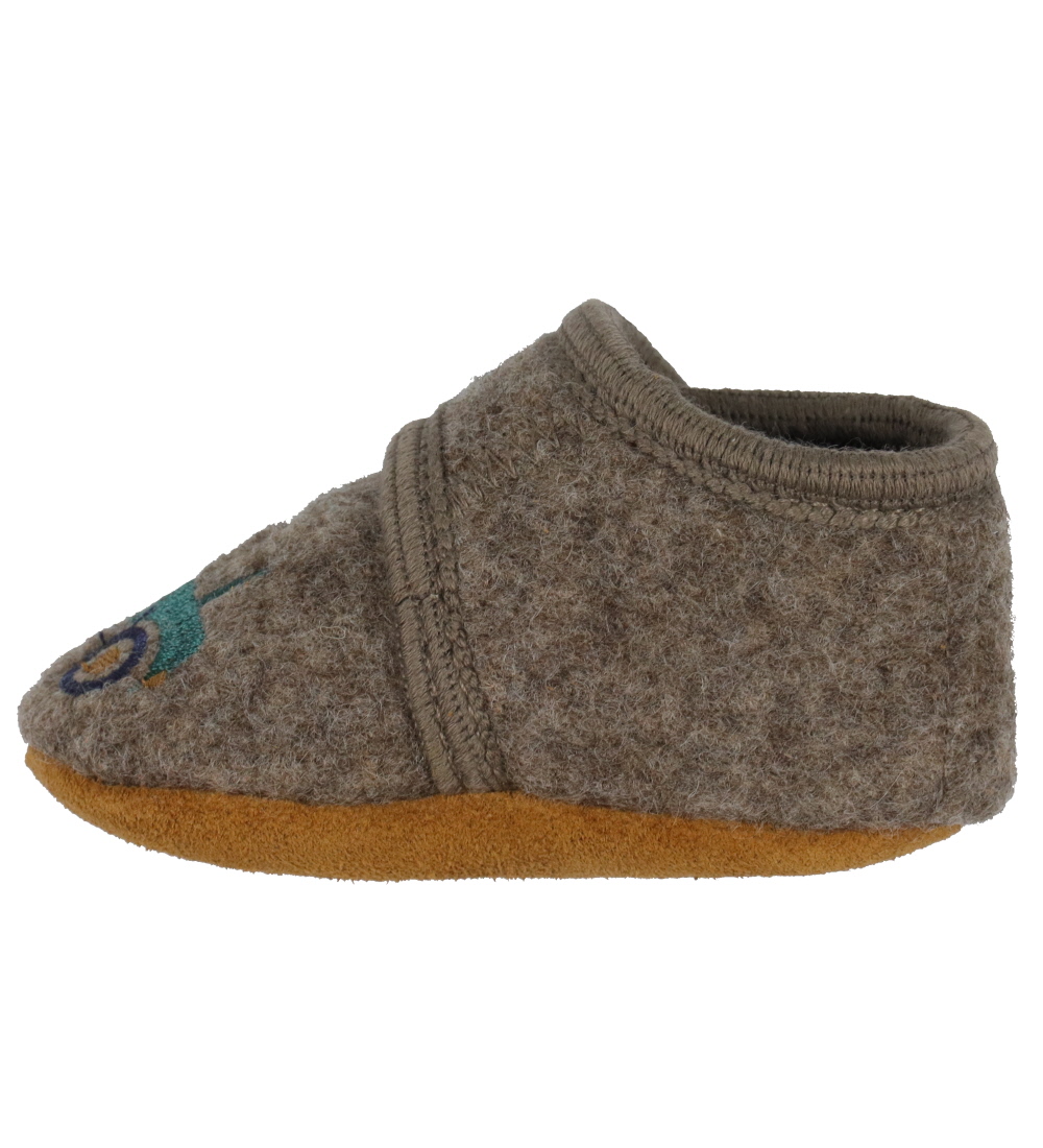 En Fant Slippers - Wool - Walnut w. Tractors