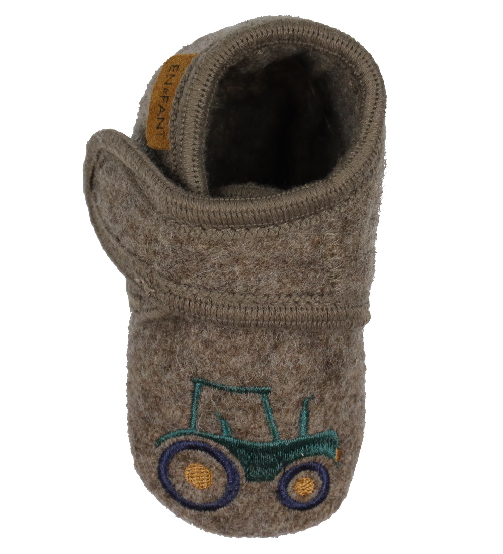 En Fant Slippers - Wool - Walnut w. Tractors