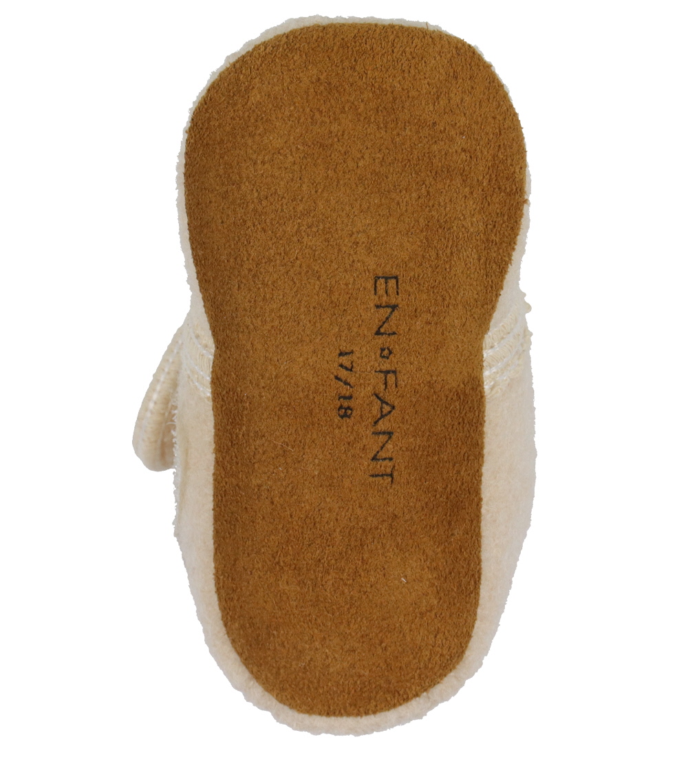 En Fant Slippers - Wool - Sandshell w. Flowers