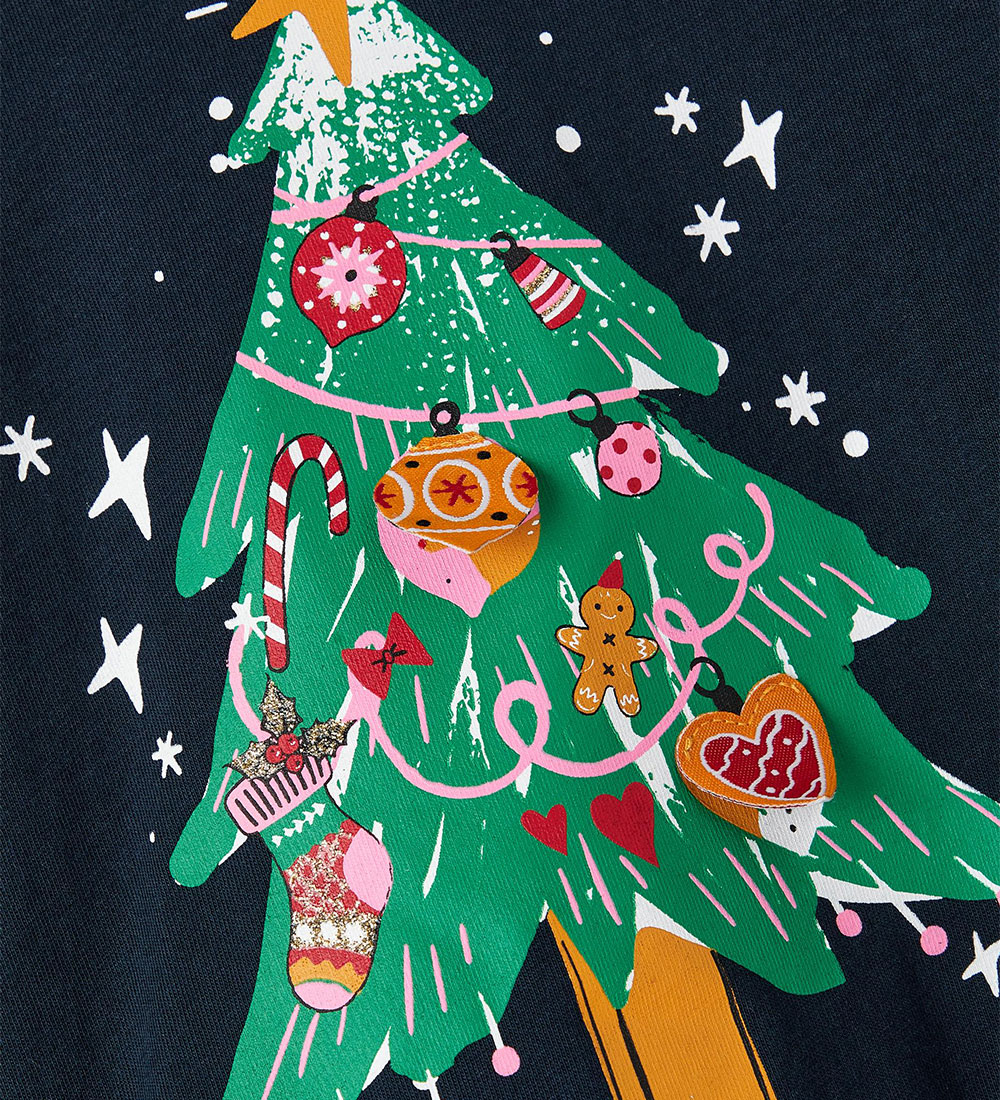 Name It Blouse - NmfRisa - Dark Sapphire w. Christmas tree