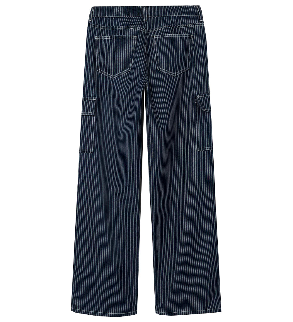 LMTD Jeans - NlnNucas - Dark Blue Denim/White Stripes