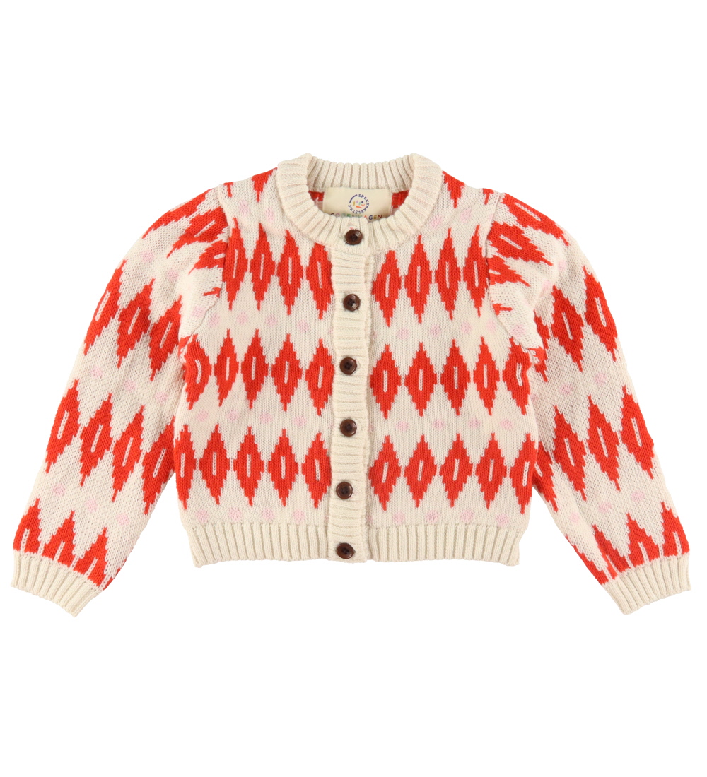 Copenhagen Colors Cardigan - Wool - Cream Red Combi