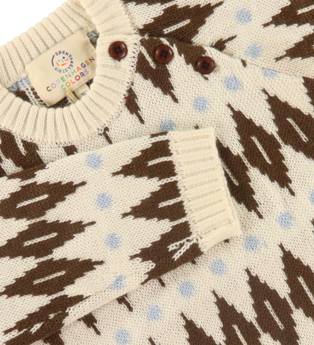 Copenhagen Colors Blouse - Wool - Cream Dark Brown Combi