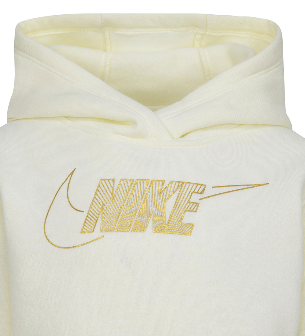 Nike Hoodie - Kokosmjölk m. Guld