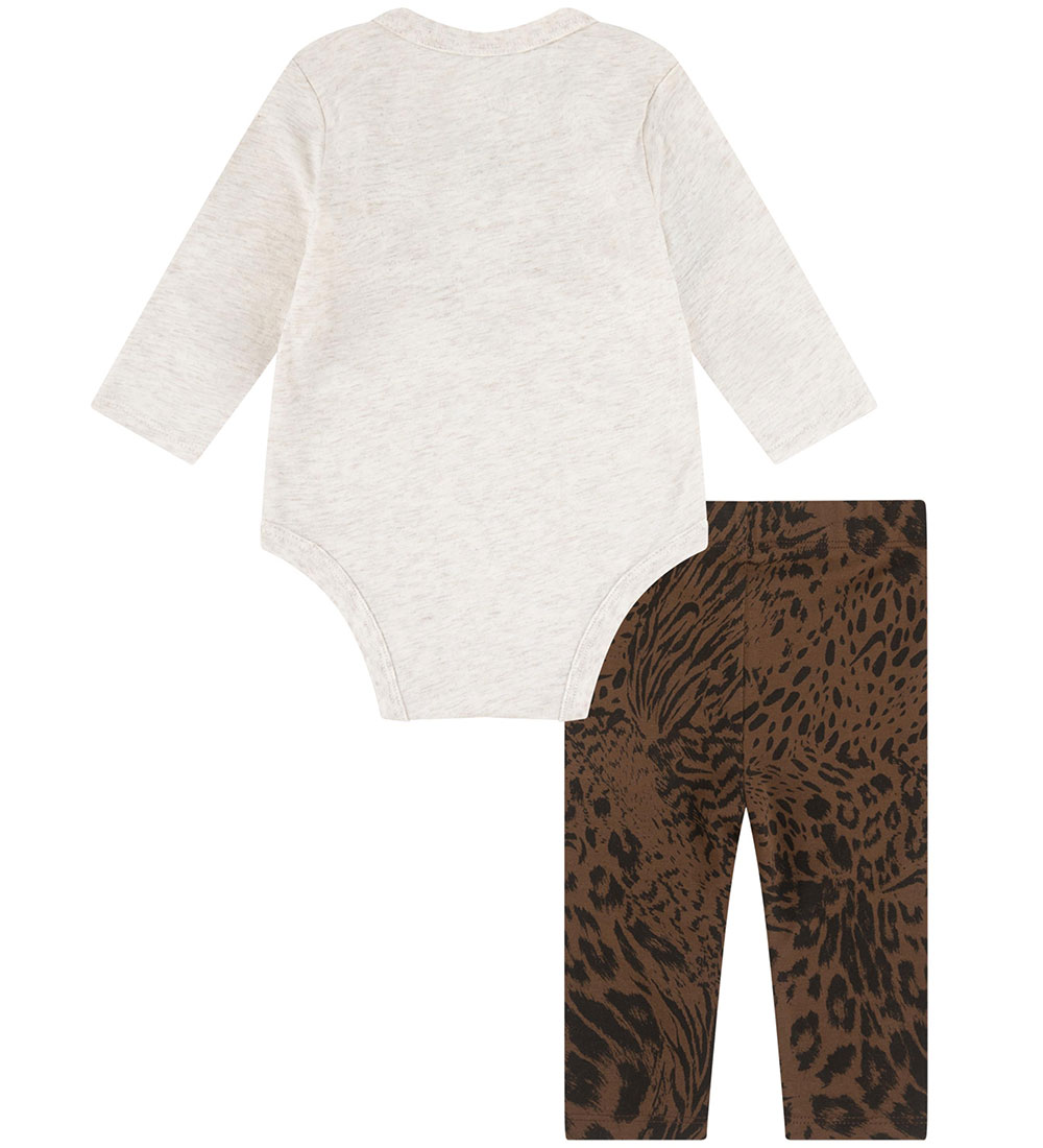 Nike Set - Leggings/Romper l/s - Cacao Wauw/Beige Gevlekt m. Pri