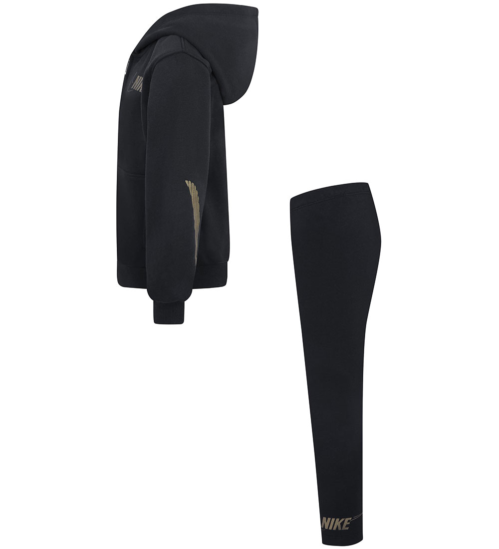 Nike Set - Leggings/Cardigan - Black w. Gold