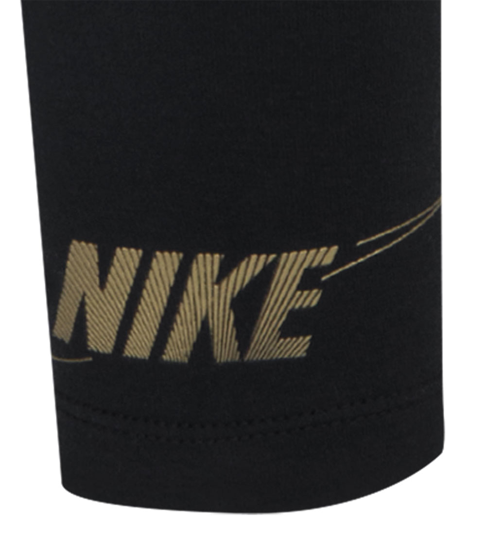 Nike Set - Leggings/Cardigan - Black w. Gold