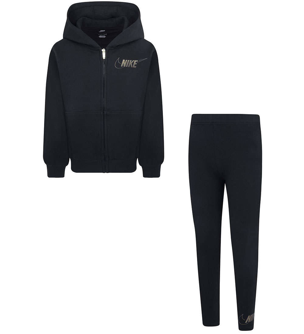 Nike Set - Leggings/Cardigan - Black w. Gold