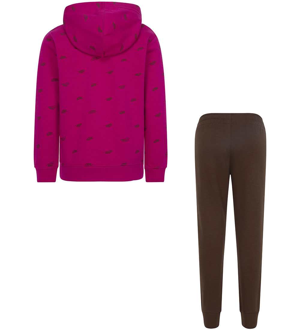 Nike Sweatset - Cacao Wow/Rosa m. Logotyper