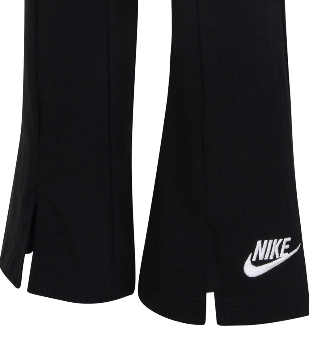 Nike Set - Leggings/Hoodie - Cropped/Velvet - Black/Brown