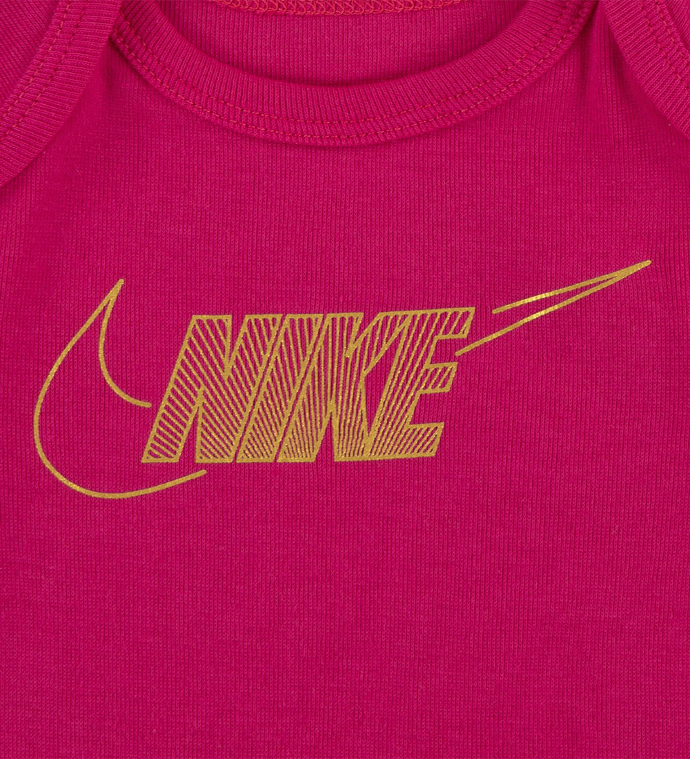 Nike Cadeaubox - Kruipschoenen/Haarband/Romper s/s - Roze m. Gou
