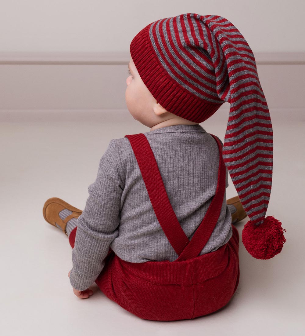 MarMar Beanie - Elf - Knitted - Hibiscus Red Stripe