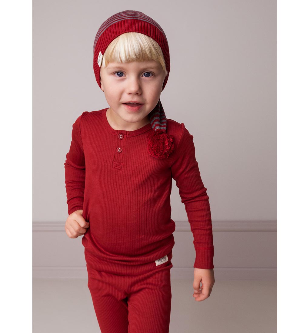 MarMar Beanie - Elf - Knitted - Hibiscus Red Stripe