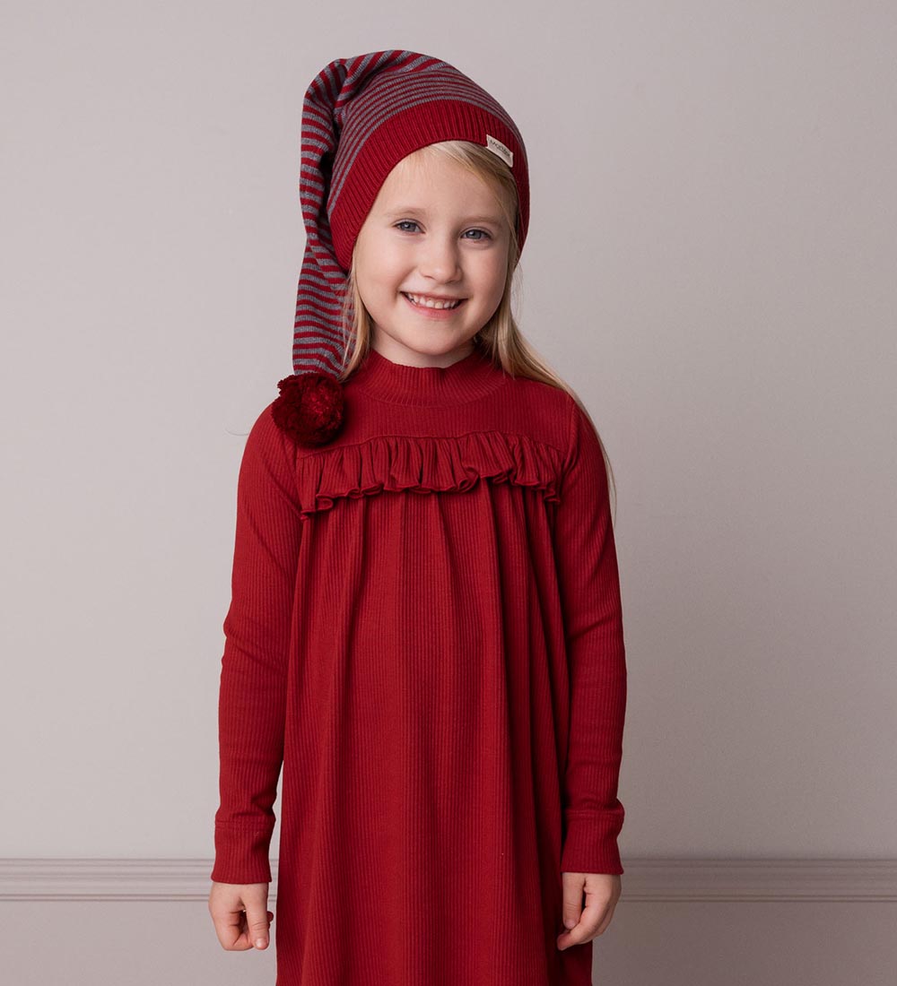MarMar Beanie - Elf - Knitted - Hibiscus Red Stripe