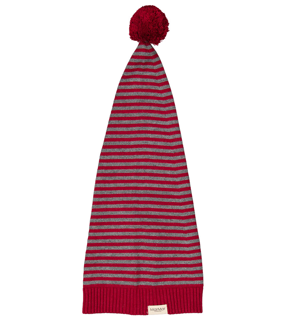 MarMar Beanie - Elf - Knitted - Hibiscus Red Stripe
