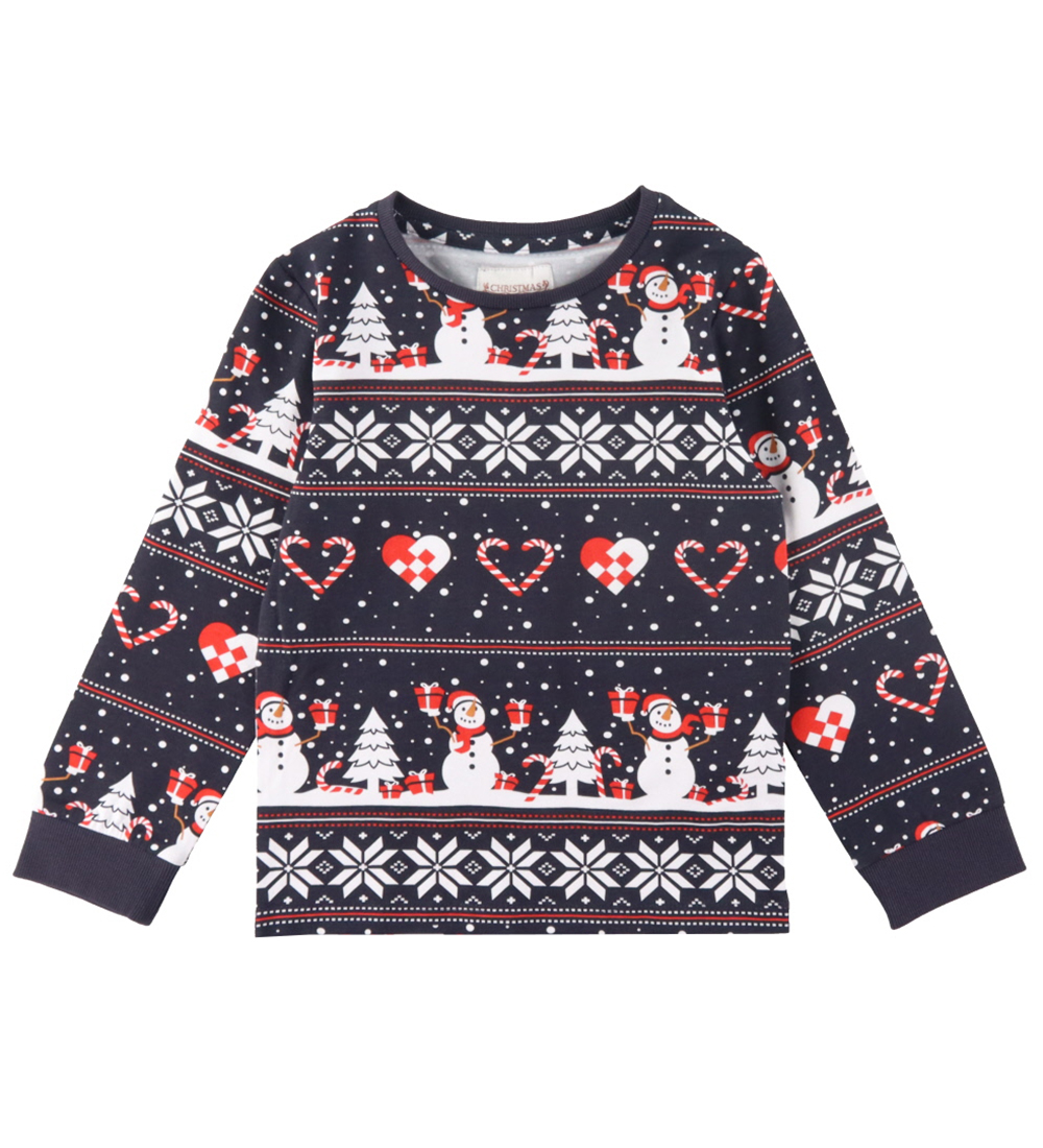 Jule-Sweaters Pyjama Set - Christmas heart Pajama Set - Navy
