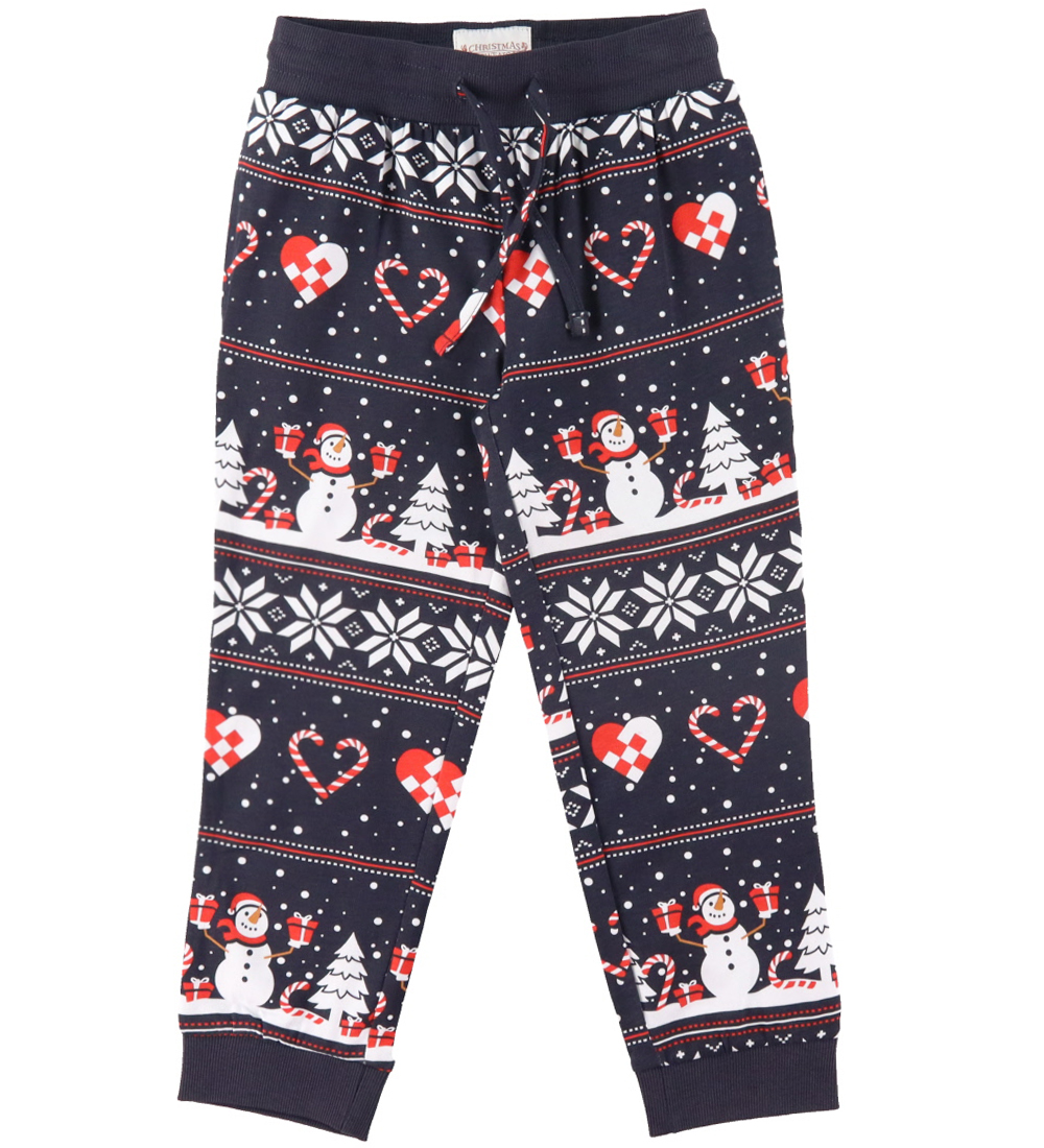 Jule-Sweaters Pyjama Set - Christmas heart Pajama Set - Navy