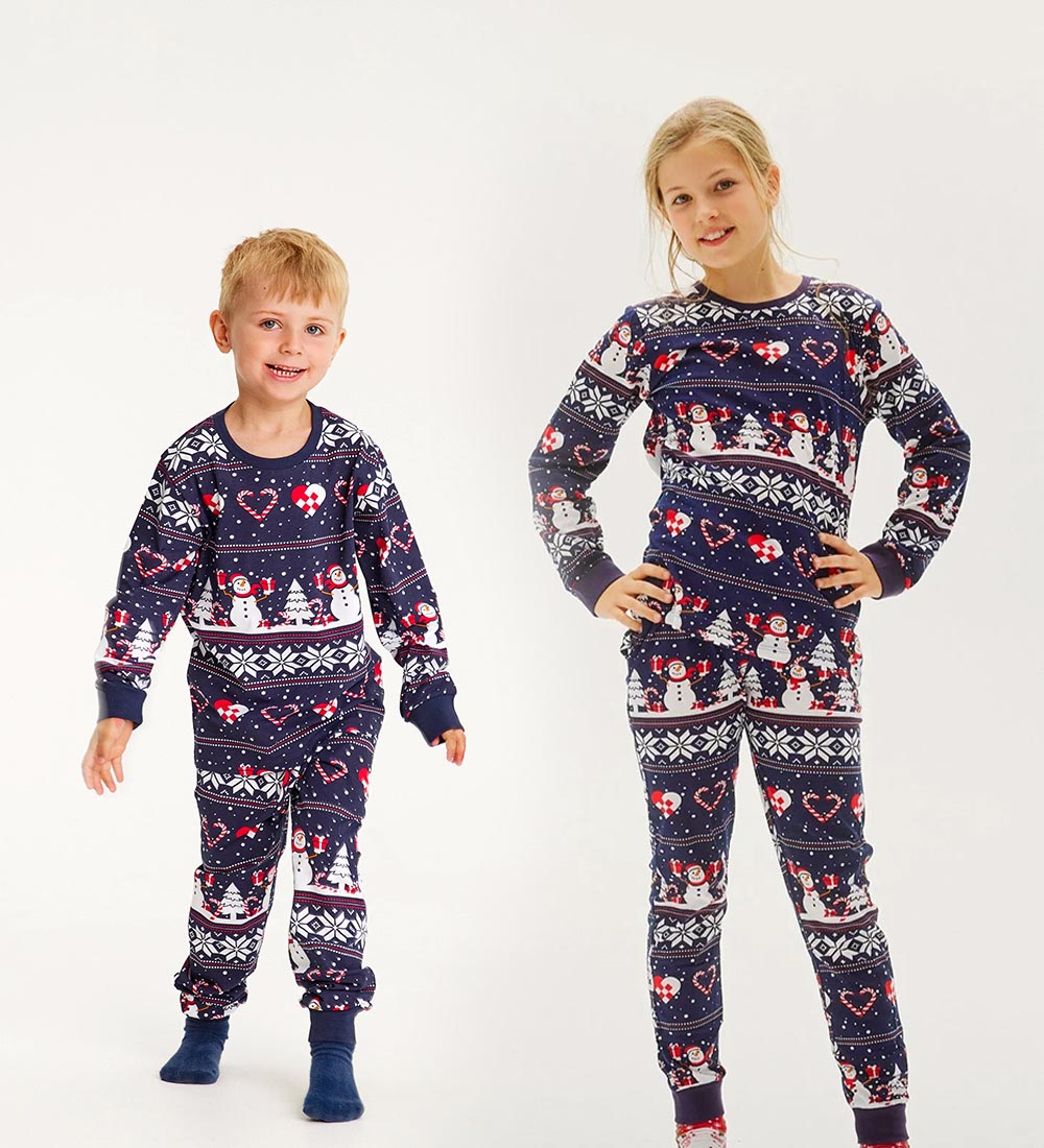 Jule-Sweaters Pyjama Set - Christmas heart Pajama Set - Navy