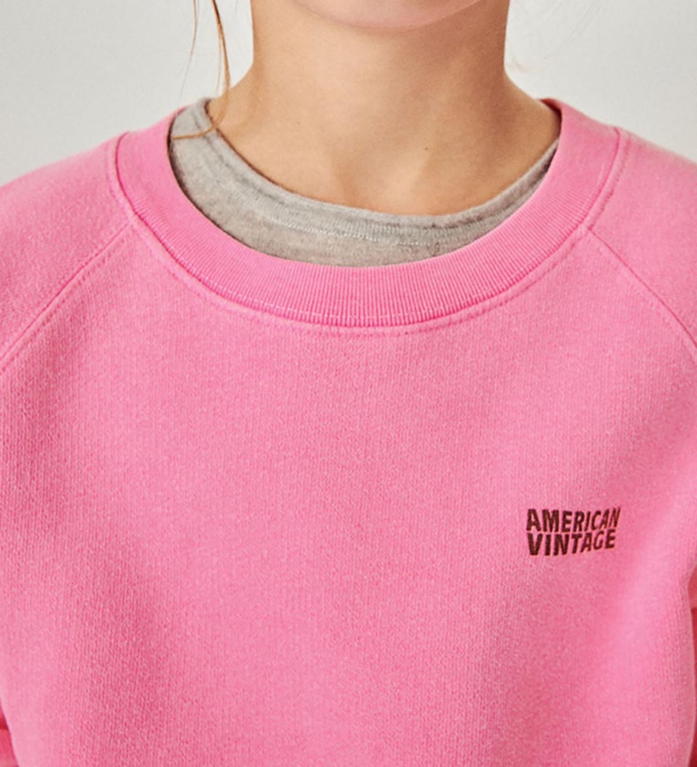 American Vintage Sweatshirt - Col Rond - Rose Fluo