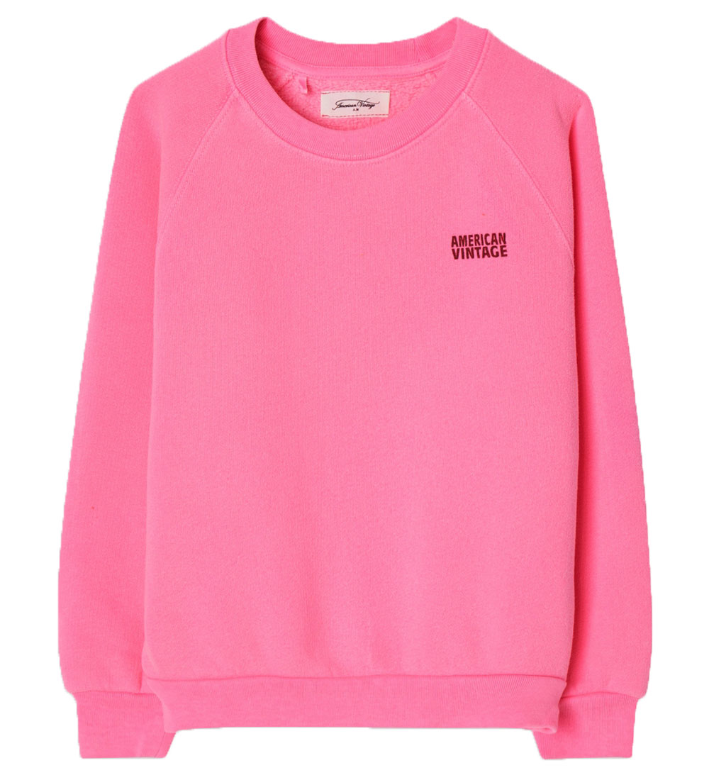 American Vintage Sweatshirt Col Rond Rose Fluo