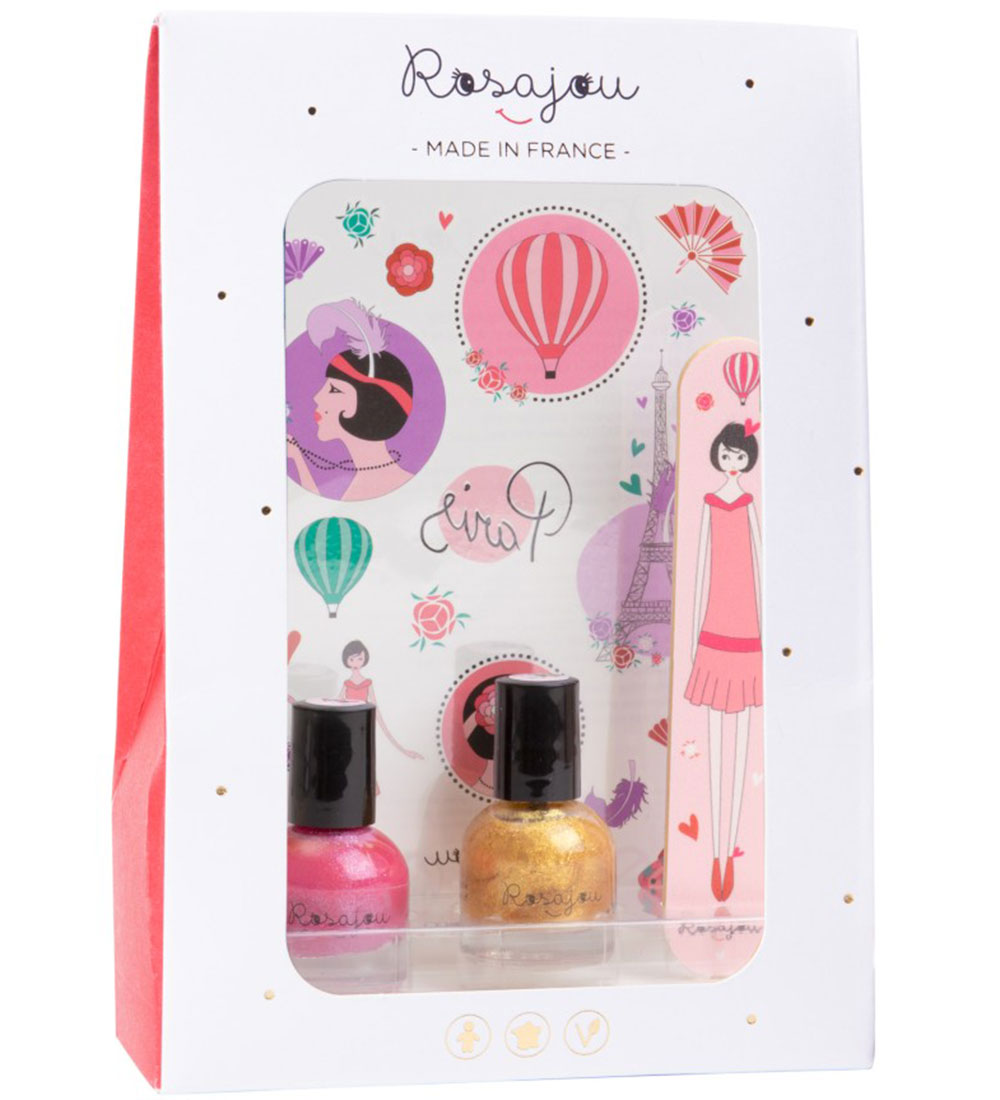 Rosajou Nail polish w. Nail file etc. - 4 Parts - Rubis/Chéri