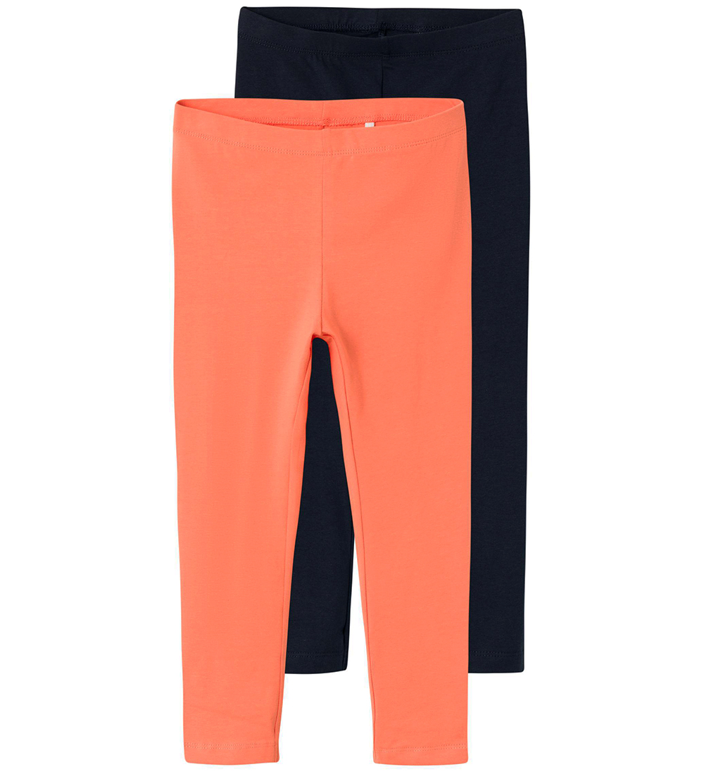Name It Leggings - Noos - NkfVivian - 2-Pack - Coral/Dark Sapphi