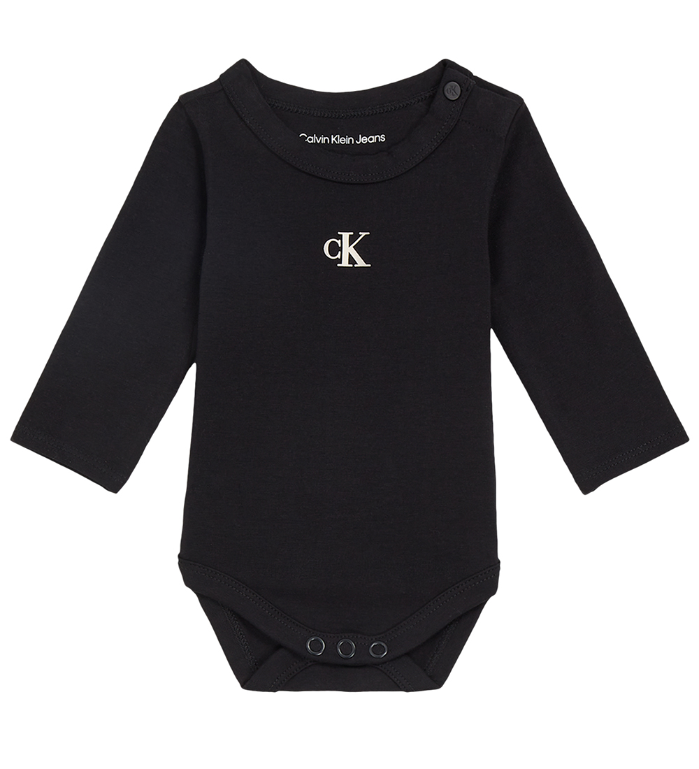 Calvin Klein Bodysuits l/s - 2-Pack - Black/Vanilla Stripe