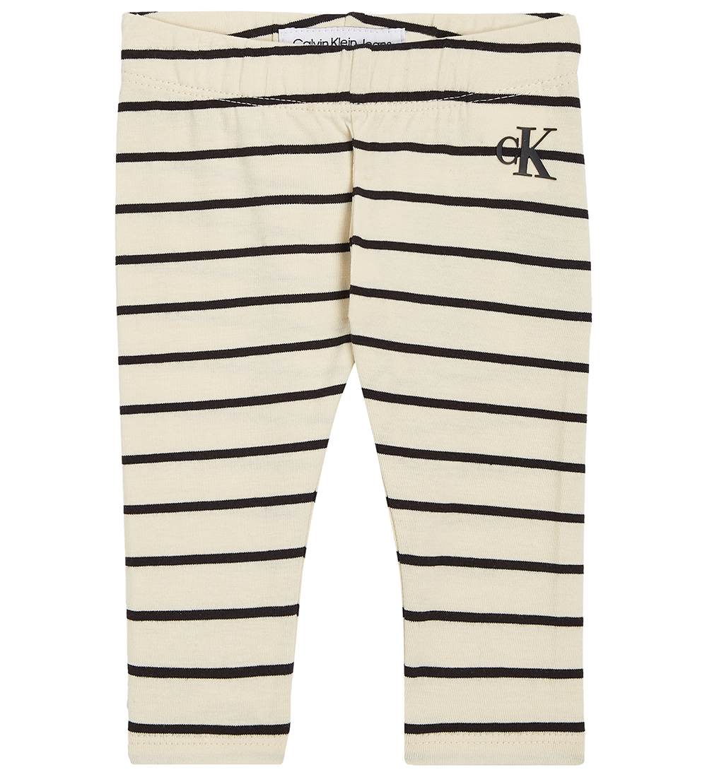 Calvin Klein Leggings - Black/Vanilla Stripe