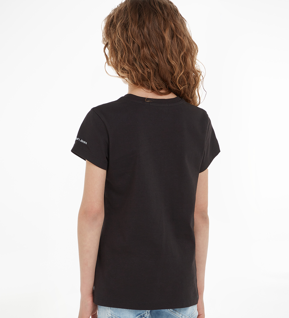 Calvin Klein T-shirt - Metallic Monogram Slim - Black