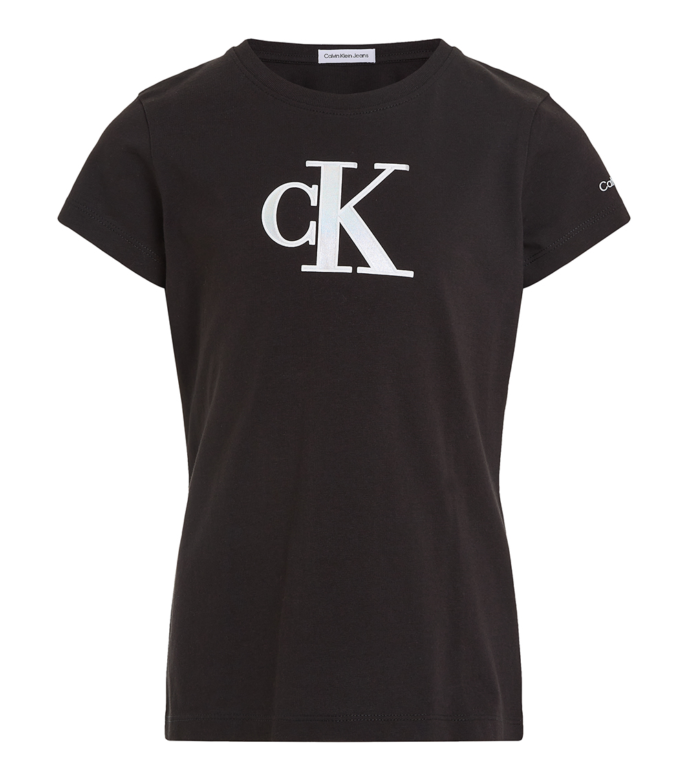 Calvin Klein T-shirt - Metallic Monogram Slim - Black