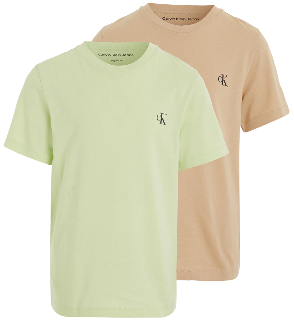 Calvin Klein T-shirt - 2-Pack - Monogram - Exotic Mint/Warm Sand