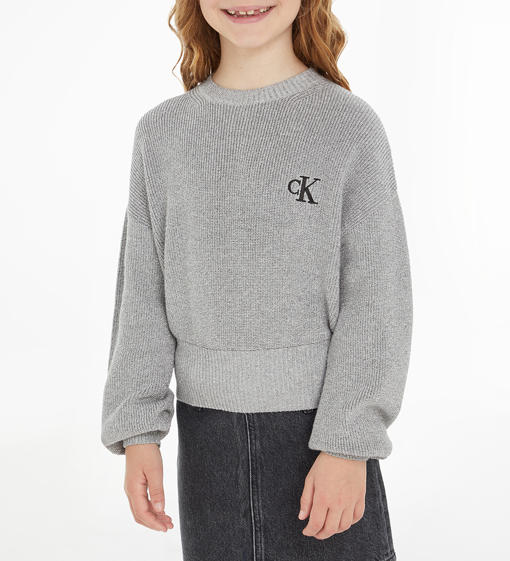 Calvin Klein Blouse - Cropped - Knitted - Festive Lurex - Gray h