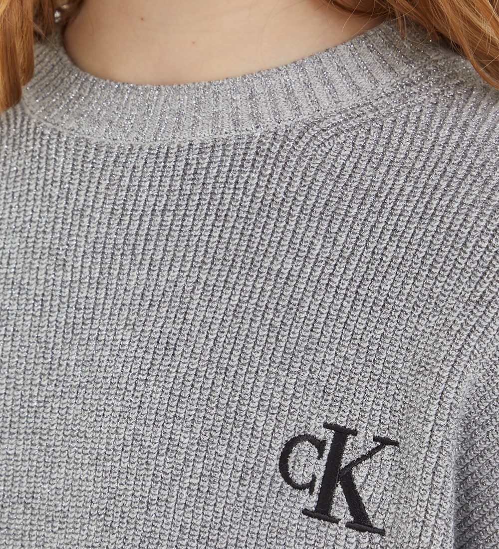 Calvin Klein Blouse - Cropped - Knitted - Festive Lurex - Gray h