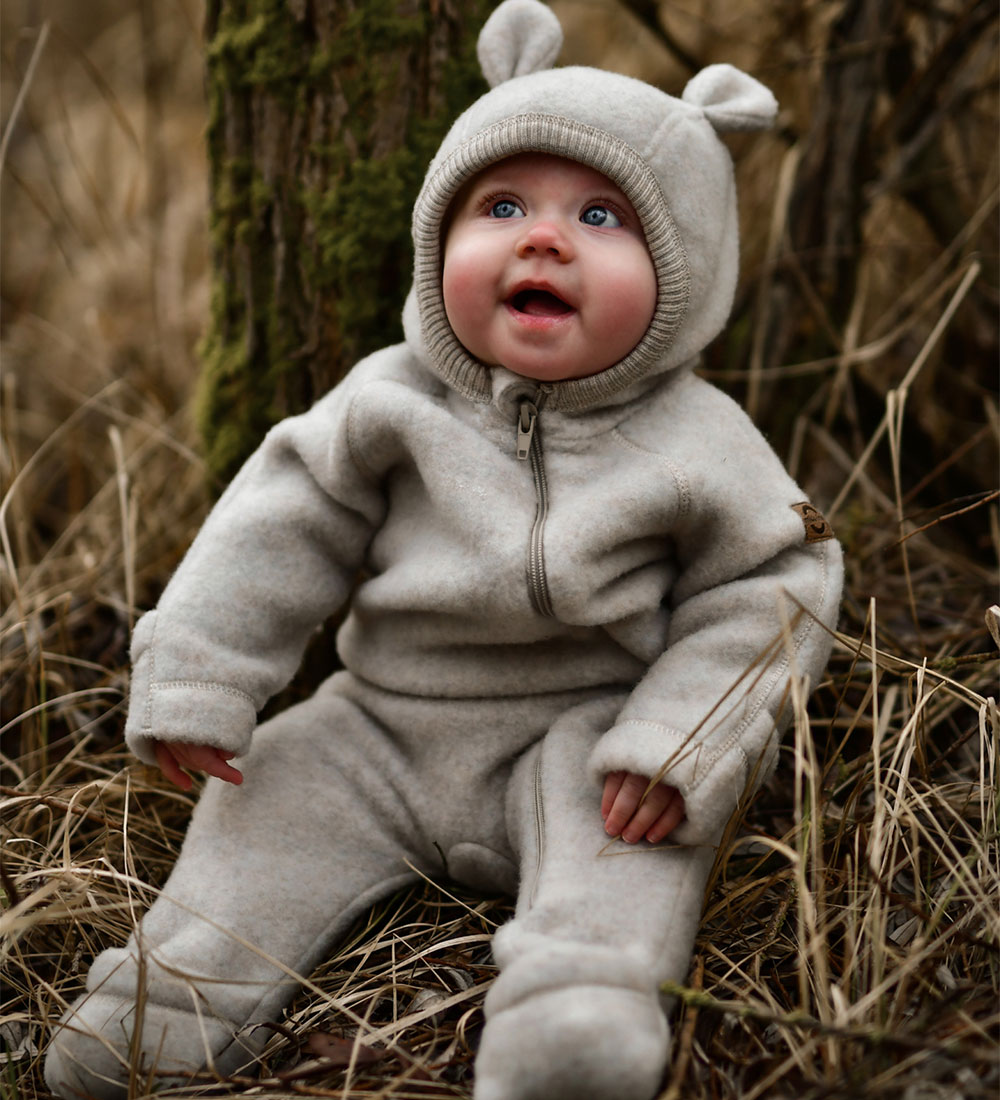 Mikk-Line Pramsuit w. Hood - Wool - Melange Offwhite