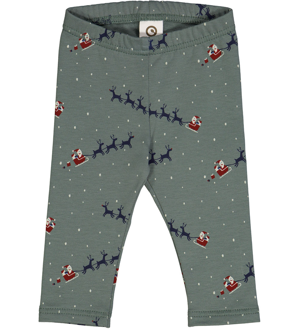 Müsli Leggings - Santa - Conditioner Green w. Christmas motif