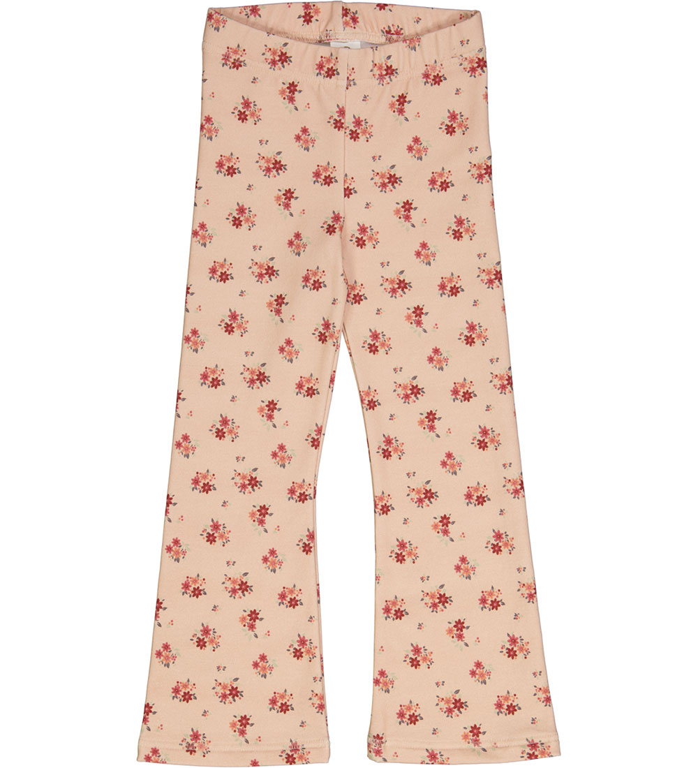 Müsli Trousers - Dahlia Flared Pants - Rose Sugar w. Flowers