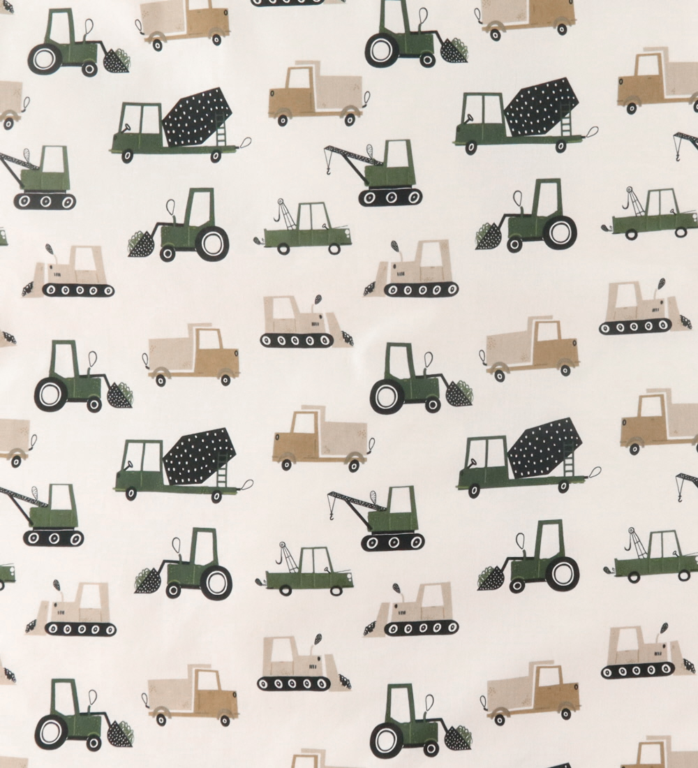 Nørgaard Madsens Bedding - Baby - White w. Green Machines