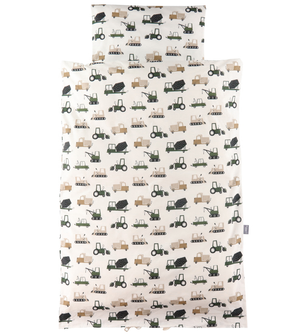 Nørgaard Madsens Bedding - Baby - White w. Green Machines