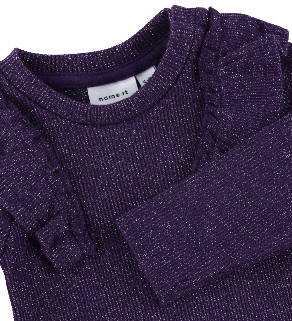 Name It Bodysuit l/s - NbfRenza - Blackberry Cordial w. Glimm