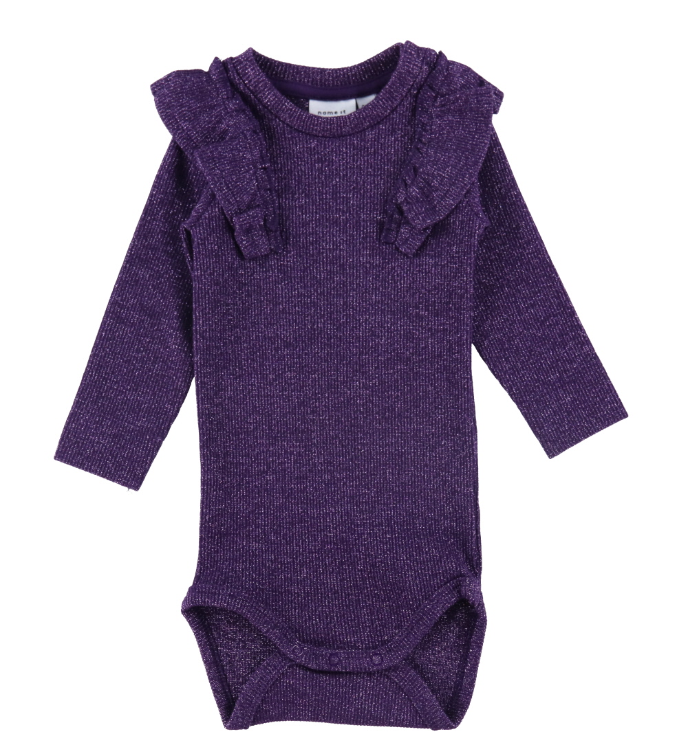 Name It Bodysuit l/s - NbfRenza - Blackberry Cordial w. Glimm