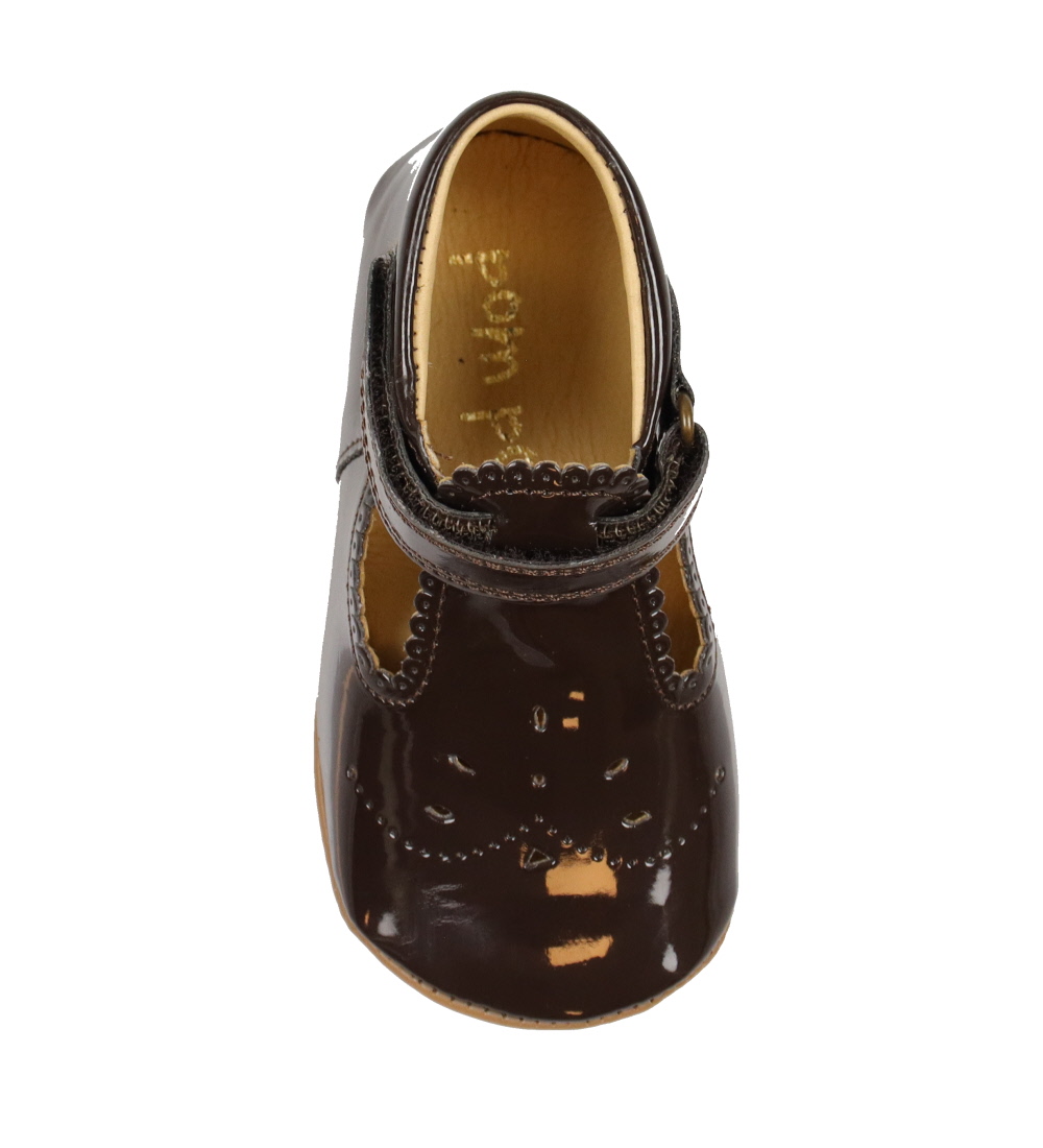 Pom Pom Chaussons Ballerines - Cuir Vernis - Mocca Laque