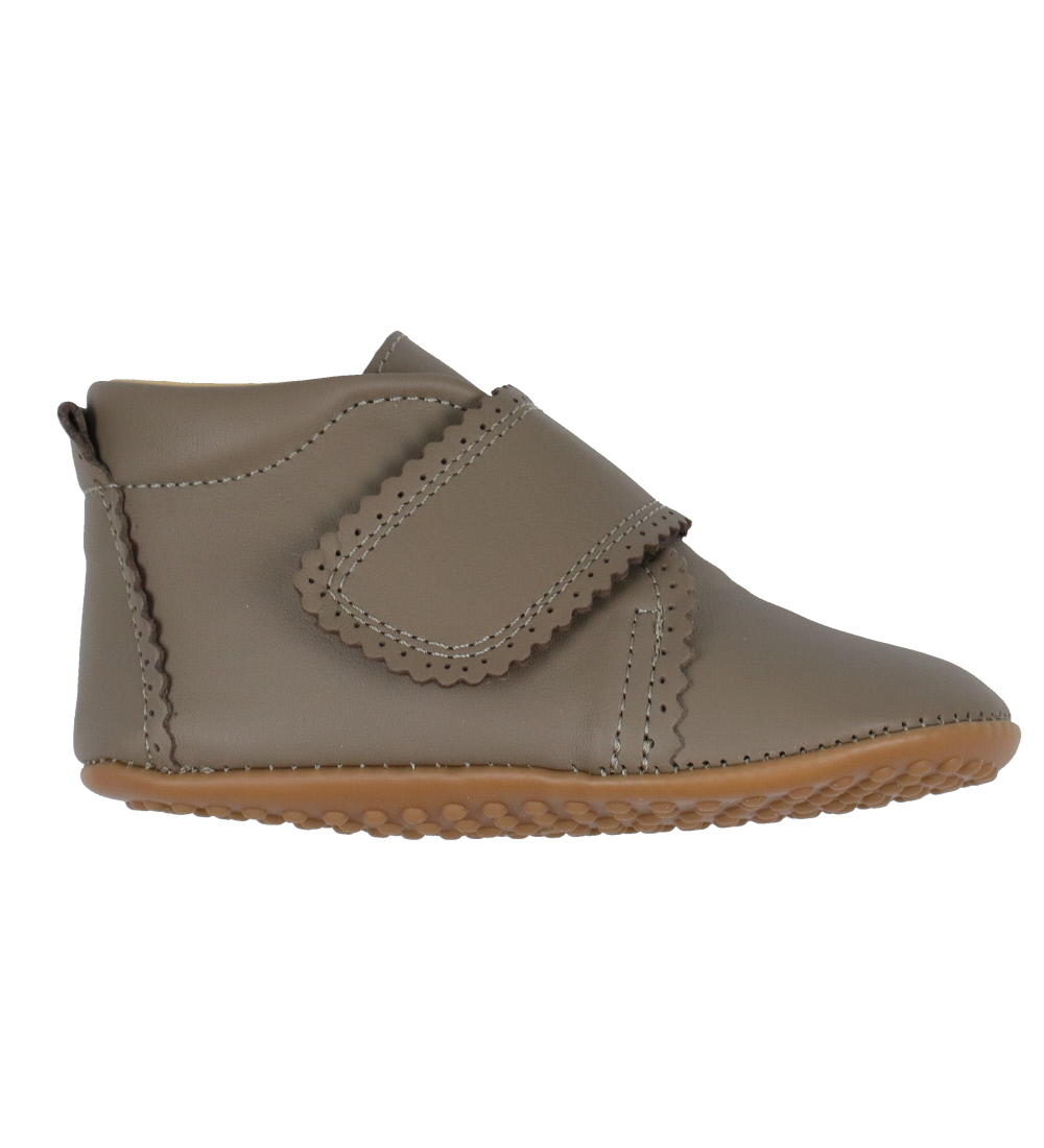 Pom Pom Soft Sole Leather Shoes - Taupe