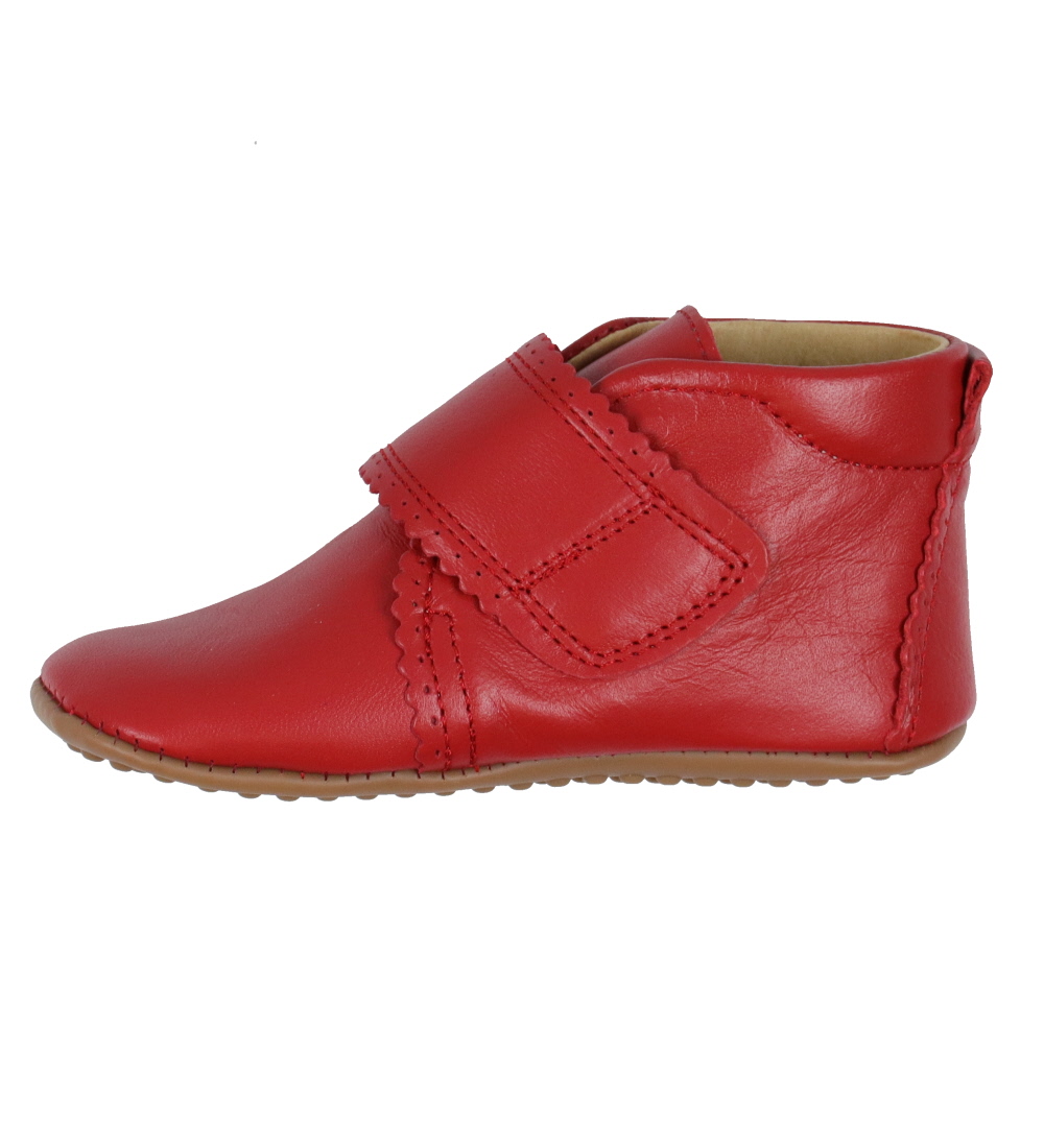 Pom Pom Soft Sole Leather Shoes - Red