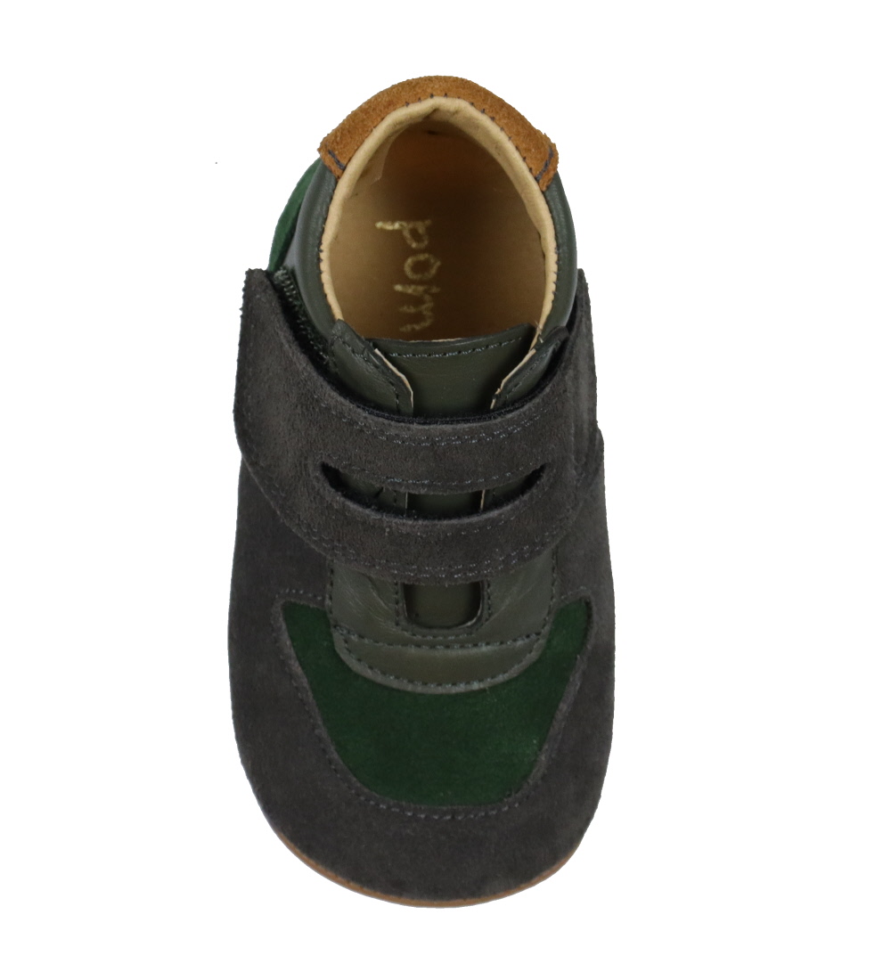 Pom Pom Soft Sole Leather Shoes - Moss Green