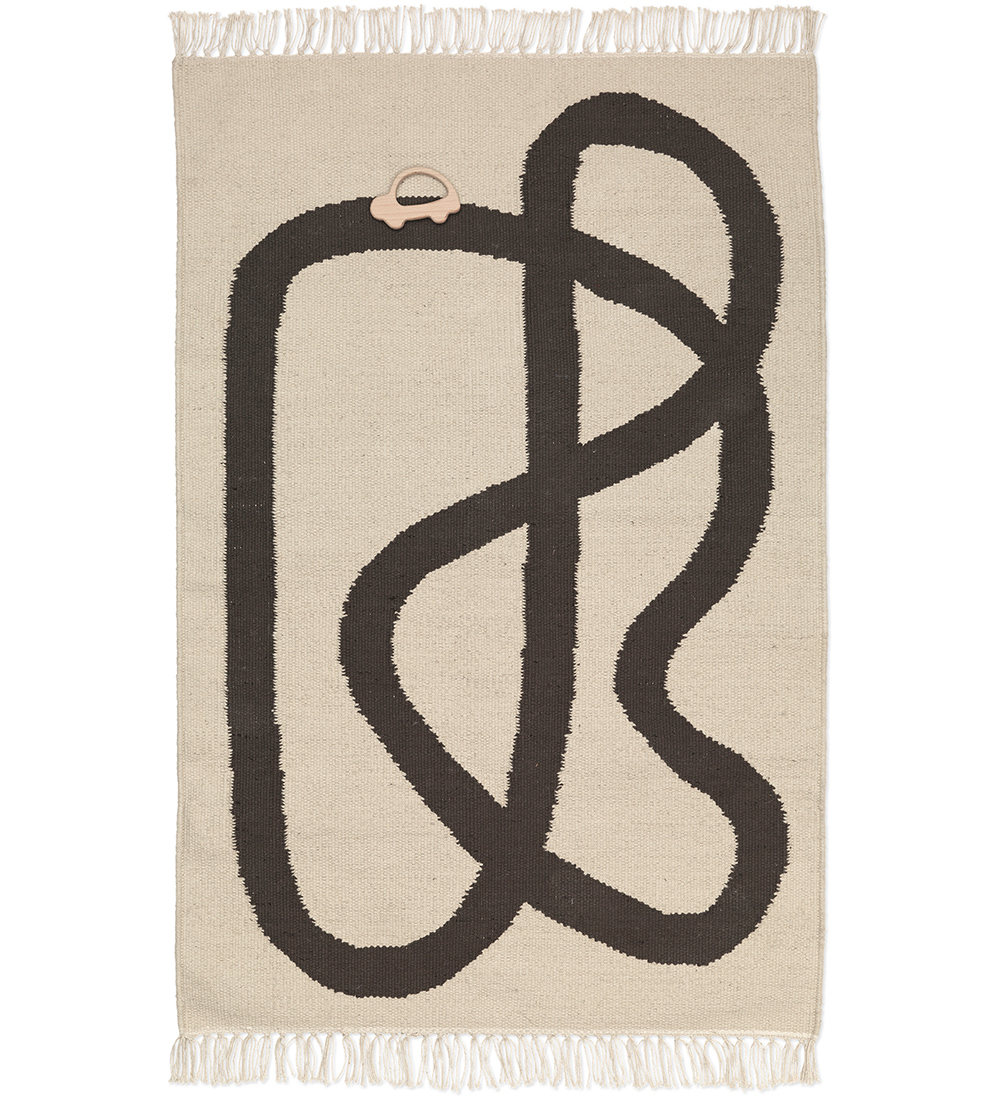 ferm Living Tapijt - 70x105 cm - Off-White/Chocolate m. Vejba