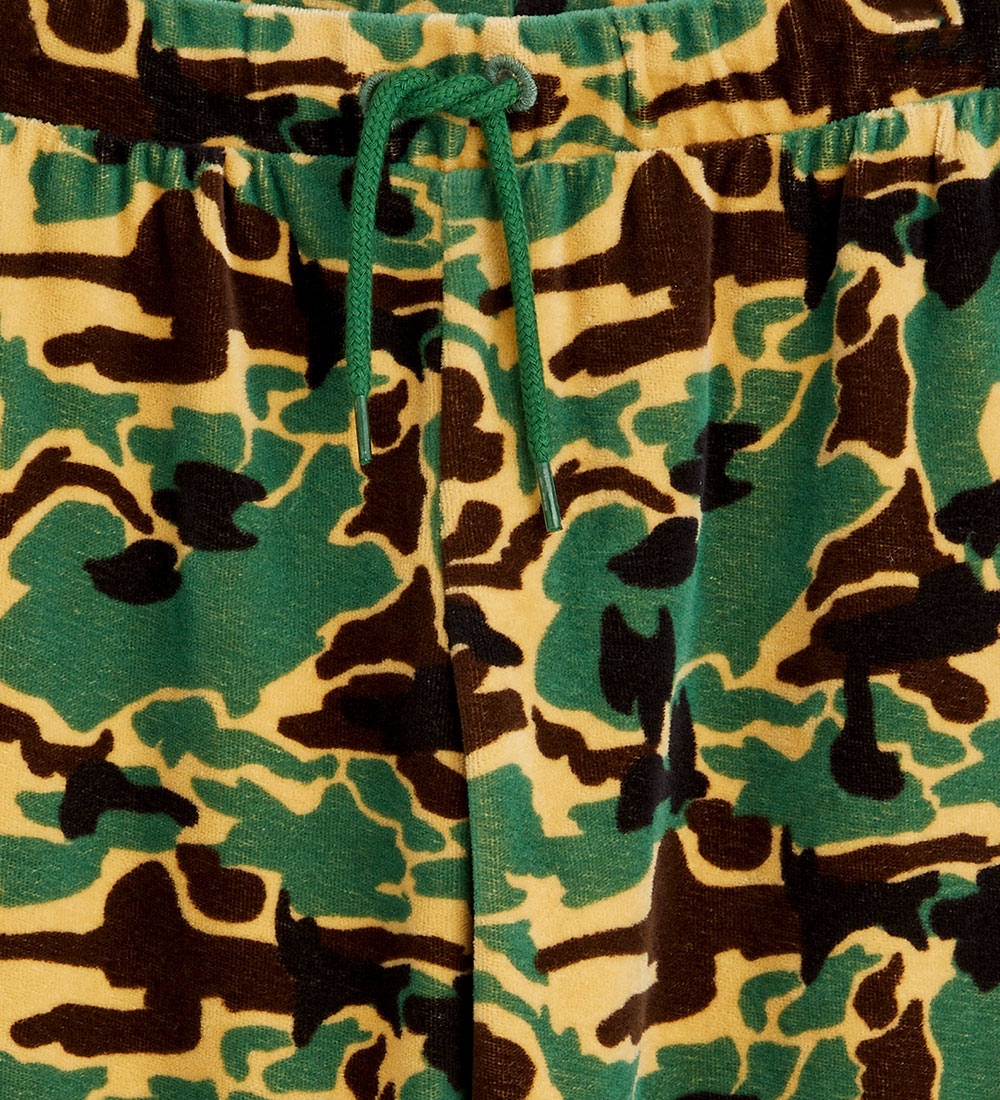 Mini Rodini Velourbyxor - Camo - Grön