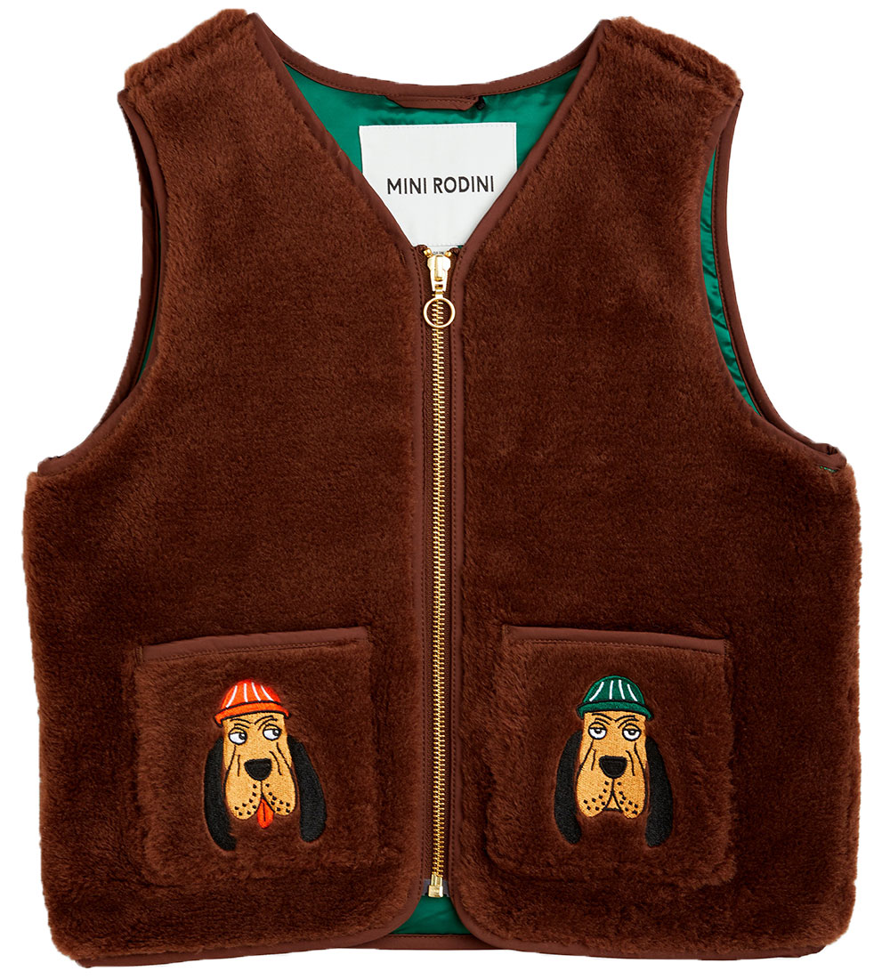 Mini Rodini Väst - Fuskpäls - Bloodhound - Brun