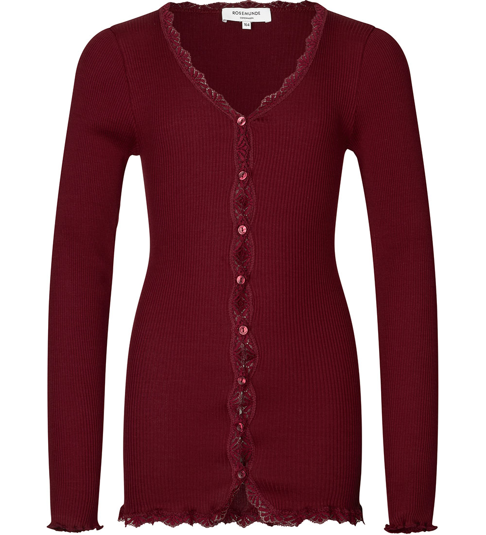 Rosemunde Cardigan - Silke/Bomull - Cabernet m. Spetsar