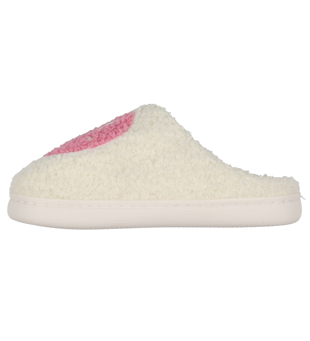 Chaussons By Stær - Blanc/Rose av. Smiley