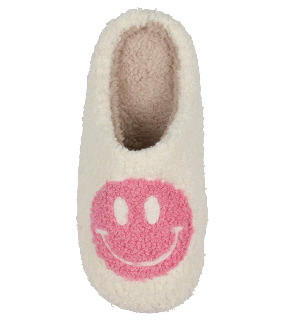 Chaussons By Stær - Blanc/Rose av. Smiley